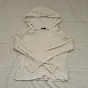 Brandy Melville white scoop neck hooded jacket
